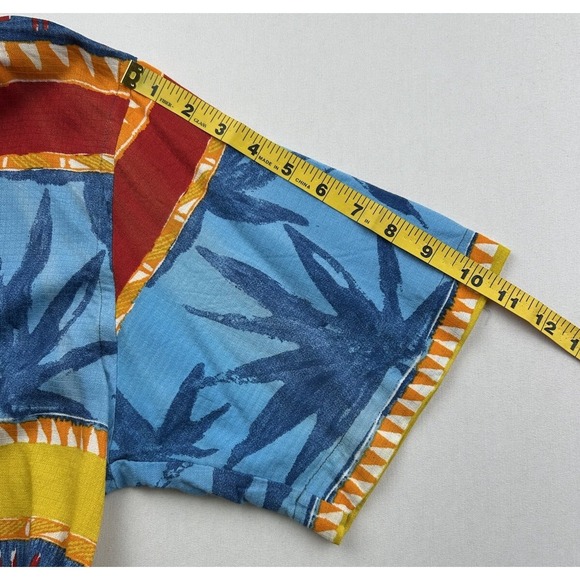 Riscatto Portofino Blue Yellow Red Hawaiian Shirt Mens Medium Short‎ Sleeve - Picture 7 of 10